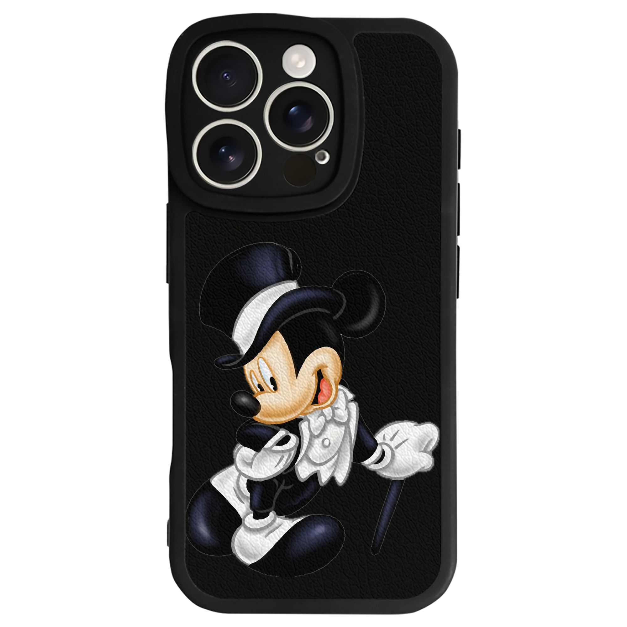 （画像用） ミッキーマウス Mickey Mouse 【iPhone 16シリーズ対応】シリコンスマホケース（レザー調） 材質：シリコン